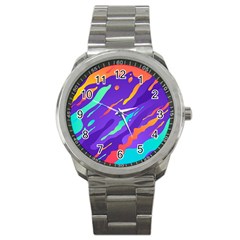 Multicolored Abstract Background Sport Metal Watch by Vaneshart