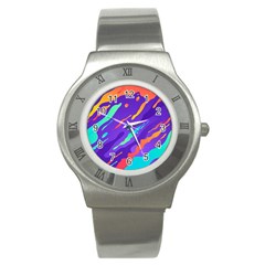 Multicolored Abstract Background Stainless Steel Watch by Vaneshart