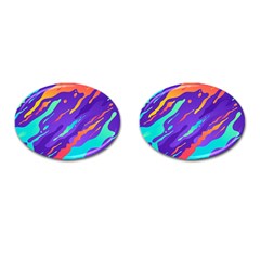 Multicolored Abstract Background Cufflinks (oval) by Vaneshart