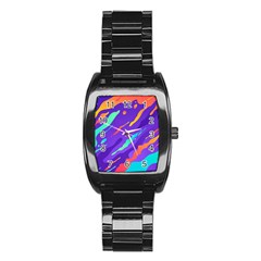 Multicolored Abstract Background Stainless Steel Barrel Watch by Vaneshart