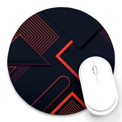 Gradient Geometric Shapes Dark Background Design Round Mousepads by Vaneshart