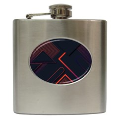 Gradient Geometric Shapes Dark Background Design Hip Flask (6 Oz) by Vaneshart