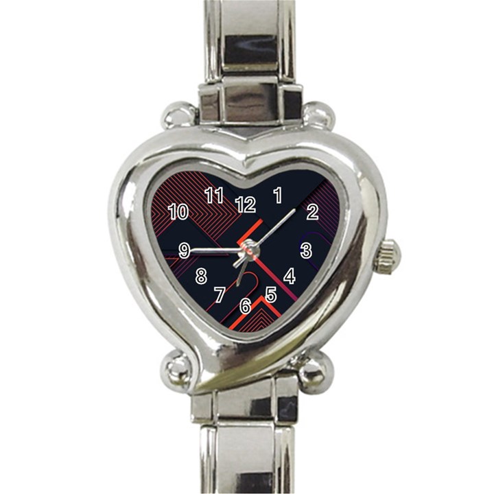 Gradient Geometric Shapes Dark Background Design Heart Italian Charm Watch