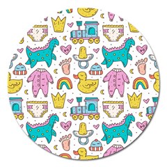 Baby Care Stuff Clothes Toys Cartoon Seamless Pattern Magnet 5  (round) by Vaneshart