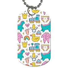 Baby Care Stuff Clothes Toys Cartoon Seamless Pattern Dog Tag (one Side) by Vaneshart