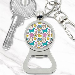 Baby Care Stuff Clothes Toys Cartoon Seamless Pattern Bottle Opener Key Chain by Vaneshart