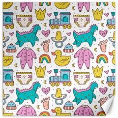 Baby Care Stuff Clothes Toys Cartoon Seamless Pattern Canvas 16  X 16  by Vaneshart