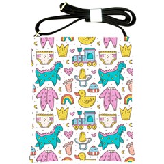 Baby Care Stuff Clothes Toys Cartoon Seamless Pattern Shoulder Sling Bag by Vaneshart