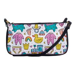 Baby Care Stuff Clothes Toys Cartoon Seamless Pattern Shoulder Clutch Bag by Vaneshart