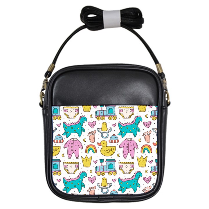 Baby Care Stuff Clothes Toys Cartoon Seamless Pattern Girls Sling Bag