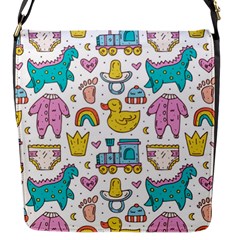 Baby Care Stuff Clothes Toys Cartoon Seamless Pattern Flap Closure Messenger Bag (s) by Vaneshart