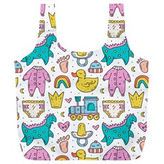 Baby Care Stuff Clothes Toys Cartoon Seamless Pattern Full Print Recycle Bag (xl) by Vaneshart