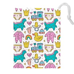 Baby Care Stuff Clothes Toys Cartoon Seamless Pattern Drawstring Pouch (5xl)