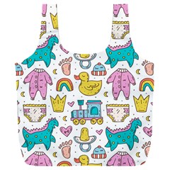 Baby Care Stuff Clothes Toys Cartoon Seamless Pattern Full Print Recycle Bag (xxxl) by Vaneshart