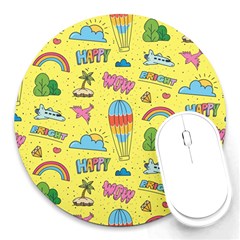 Travel Pattern Round Mousepads by Vaneshart