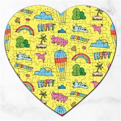 Travel Pattern Jigsaw Puzzle (heart) by Vaneshart