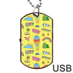 Travel Pattern Dog Tag Usb Flash (one Side) by Vaneshart