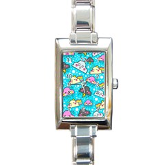 Cloud Seamless Pattern Rectangle Italian Charm Watch