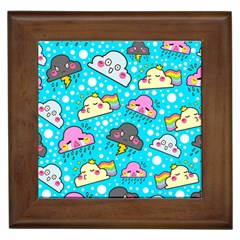 Cloud Seamless Pattern Framed Tile by Vaneshart