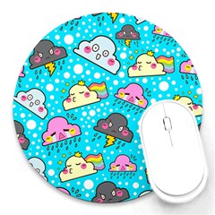 Cloud Seamless Pattern Round Mousepads