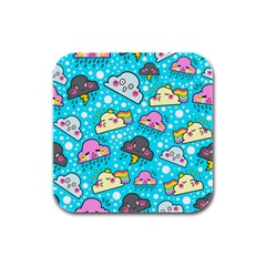 Cloud Seamless Pattern Rubber Square Coaster (4 Pack)  by Vaneshart