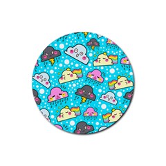 Cloud Seamless Pattern Rubber Coaster (Round) 