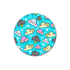 Cloud Seamless Pattern Magnet 3  (Round)