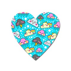 Cloud Seamless Pattern Heart Magnet