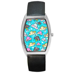 Cloud Seamless Pattern Barrel Style Metal Watch