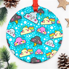 Cloud Seamless Pattern Round Ornament (Two Sides)