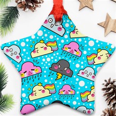 Cloud Seamless Pattern Star Ornament (Two Sides)