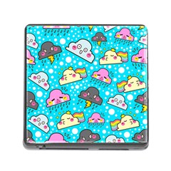 Cloud Seamless Pattern Memory Card Reader (Square 5 Slot)