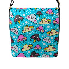 Cloud Seamless Pattern Flap Closure Messenger Bag (L)