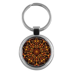 Round Frame Bees Honey Drops Insects Khokhloma Decor Summer Spring Themes Key Chain (round) by Vaneshart