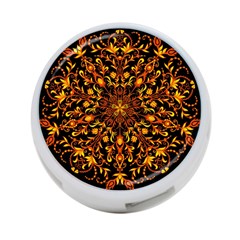 Round Frame Bees Honey Drops Insects Khokhloma Decor Summer Spring Themes 4-port Usb Hub (one Side) by Vaneshart