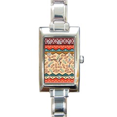 Ethnic Tribal Pattern Background Rectangle Italian Charm Watch by Vaneshart