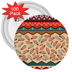 Ethnic Tribal Pattern Background 3  Buttons (100 Pack)  by Vaneshart