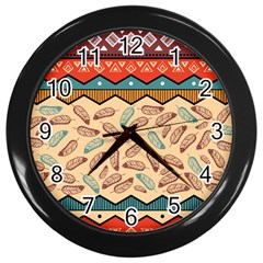 Ethnic Tribal Pattern Background Wall Clock (black)