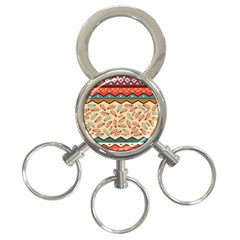 Ethnic Tribal Pattern Background 3-ring Key Chain by Vaneshart