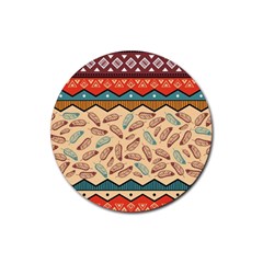 Ethnic Tribal Pattern Background Rubber Coaster (round)  by Vaneshart