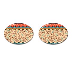 Ethnic Tribal Pattern Background Cufflinks (oval) by Vaneshart