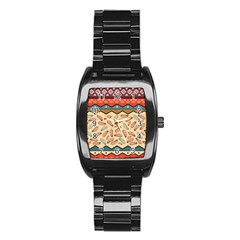 Ethnic Tribal Pattern Background Stainless Steel Barrel Watch by Vaneshart