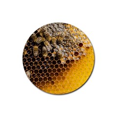 Honeycomb With Bees Rubber Coaster (round)  by Vaneshart