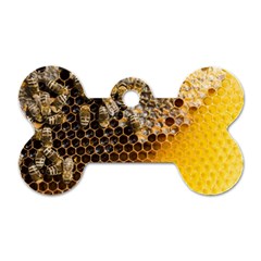 Honeycomb With Bees Dog Tag Bone (two Sides) by Vaneshart