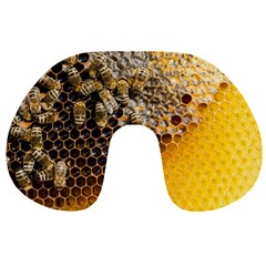 Honeycomb With Bees Travel Neck Pillow by Vaneshart