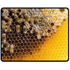 Honeycomb With Bees Double Sided Fleece Blanket (medium)  by Vaneshart