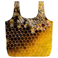 Honeycomb With Bees Full Print Recycle Bag (xl) by Vaneshart