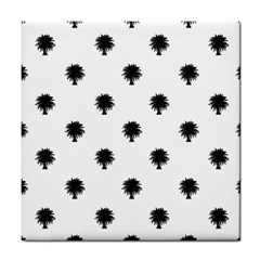 Black And White Tropical Print Pattern Tile Coaster by dflcprintsclothing