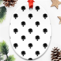 Black And White Tropical Print Pattern Ornament (oval) by dflcprintsclothing