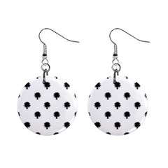 Black And White Tropical Print Pattern Mini Button Earrings by dflcprintsclothing